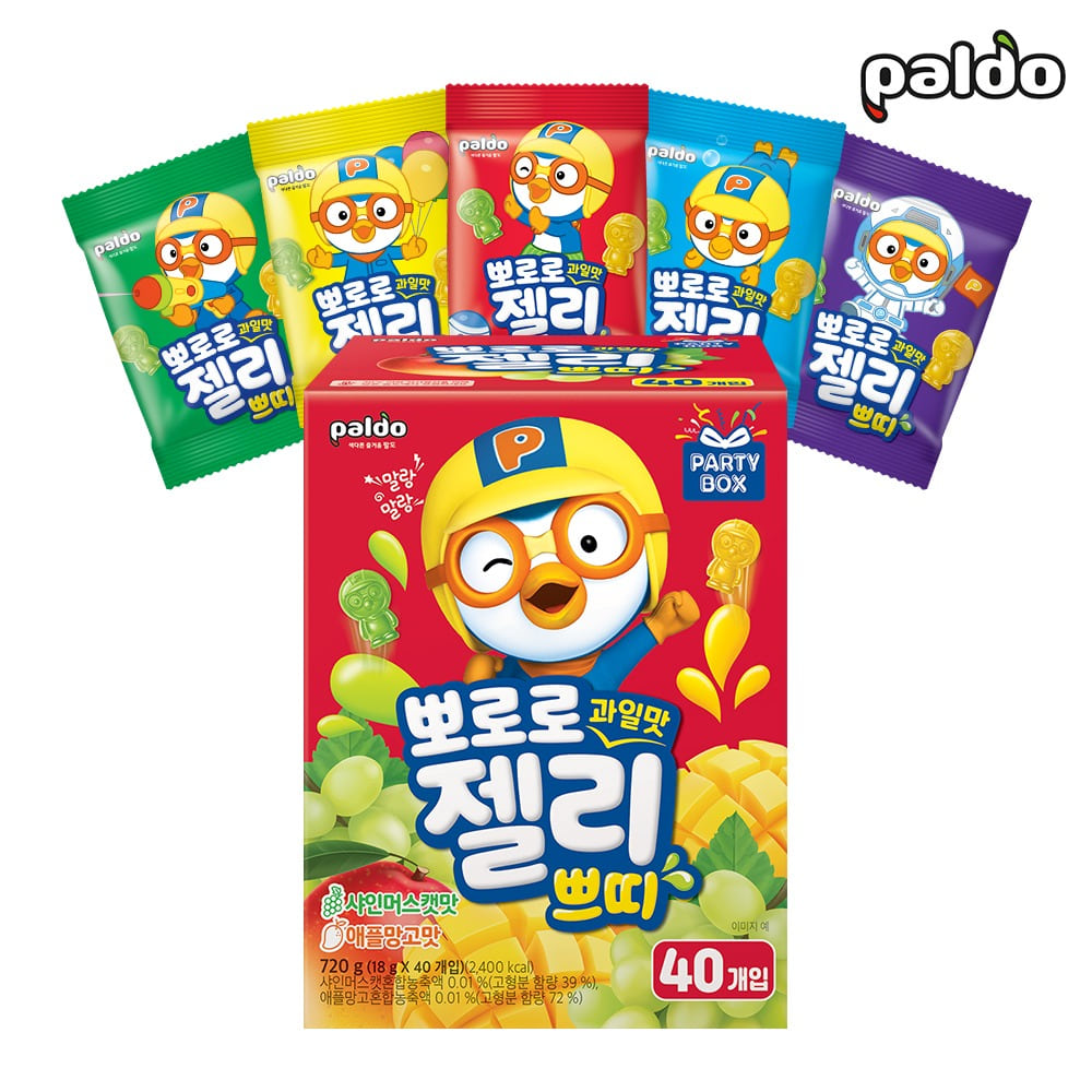 팔도 뽀로로 과일맛 젤리 쁘띠 18g 40개 (샤인머스캣, 애플망고)